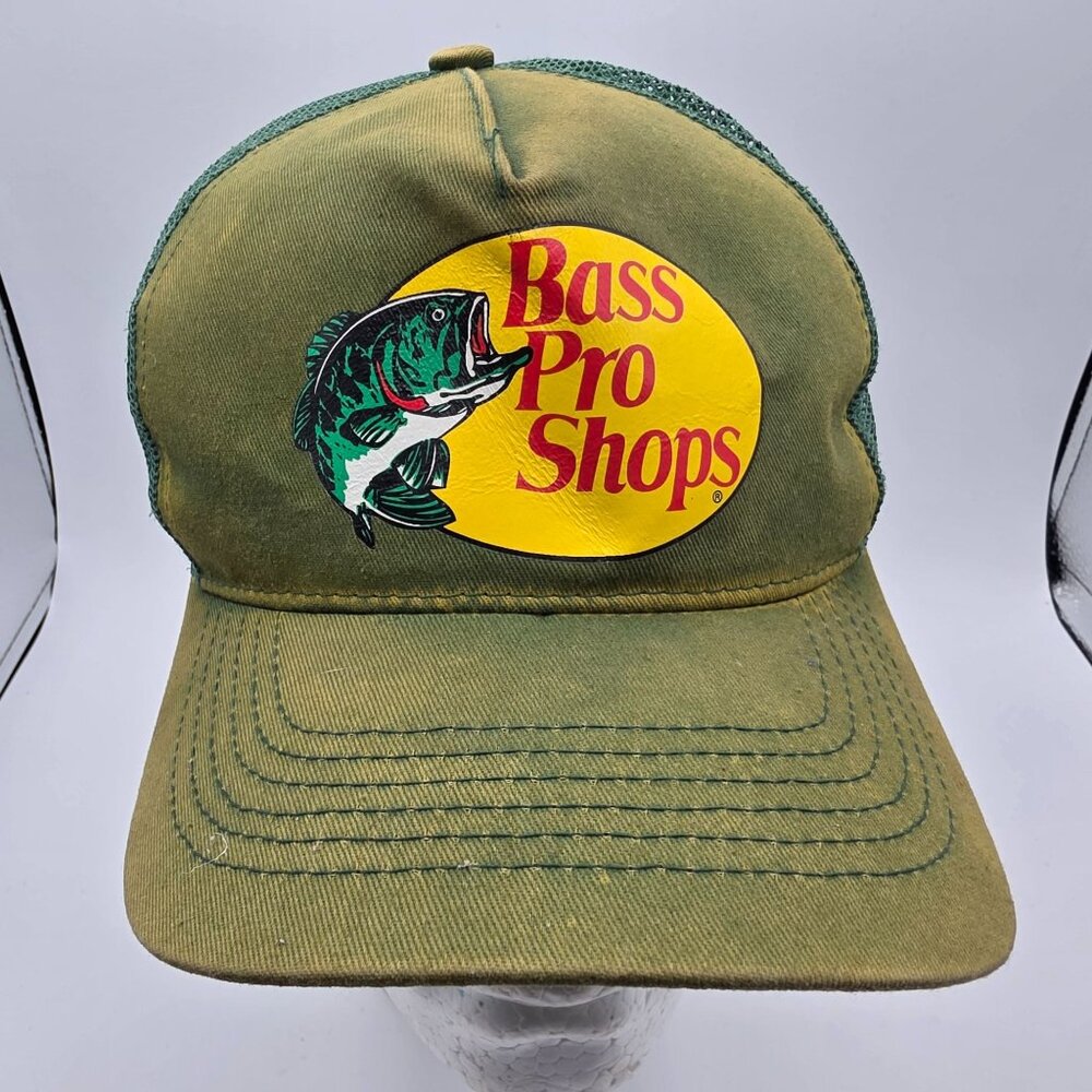 Bass Pro Shops Green Trucker Hat With Mesh Back Snapback Outdoor Fishing